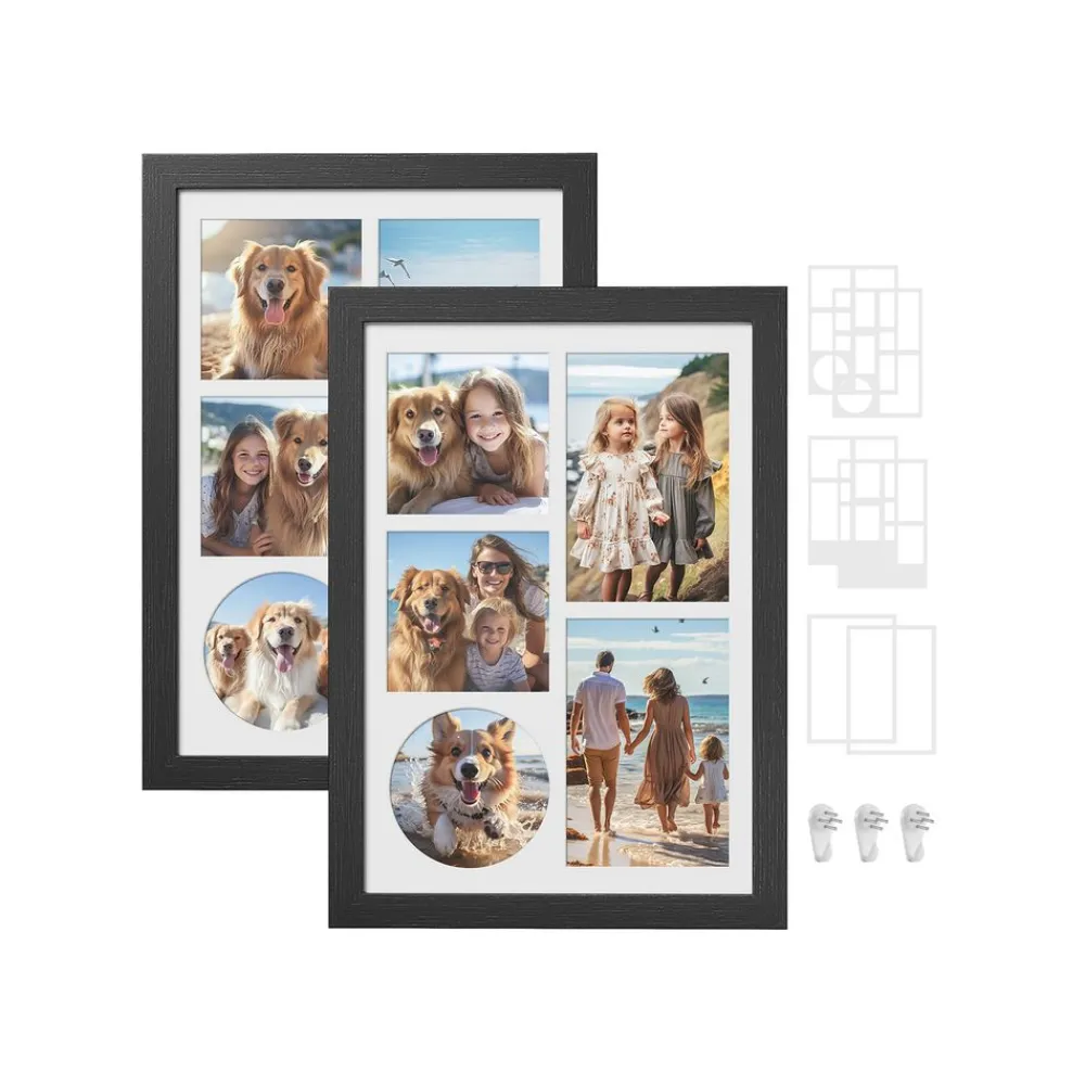 2 Cadre photo A4 avec 6 fonds noir cendré-SONGMICS HOME Discount