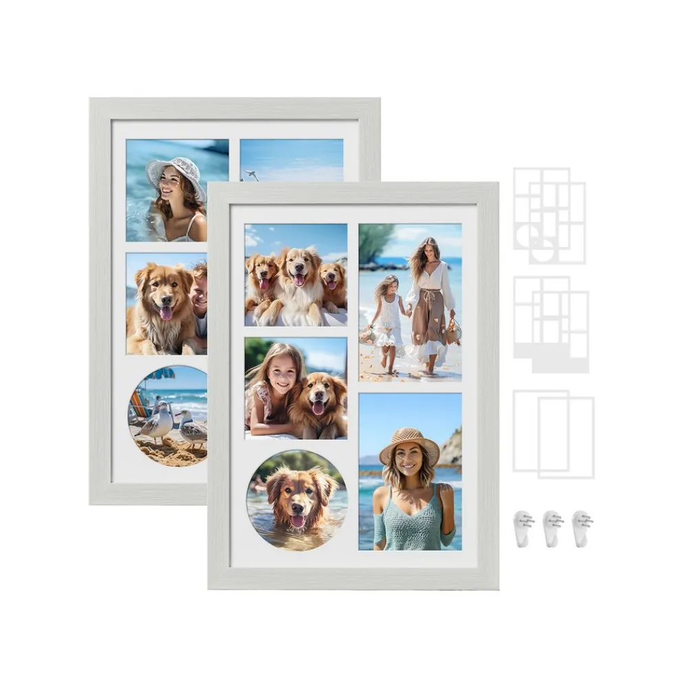 2 Cadre photo A4 avec 6 fonds noir cendré-SONGMICS HOME Discount