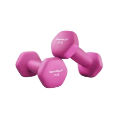 2 Haltères avec surface en vinyle rose-SONGMICS HOME New