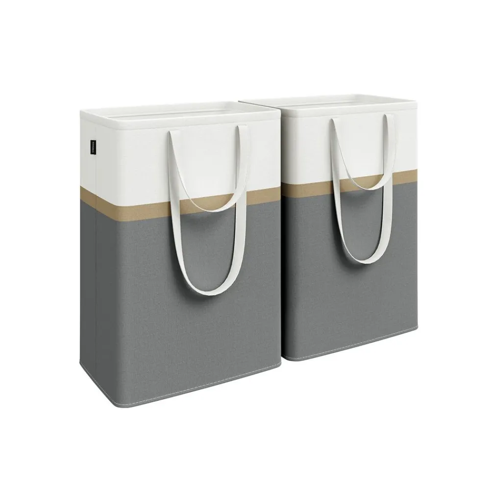 2 Paniers à linge avec poignées courtes et longues 40 x 30 x 65 cm gris ardoise-SONGMICS HOME Hot
