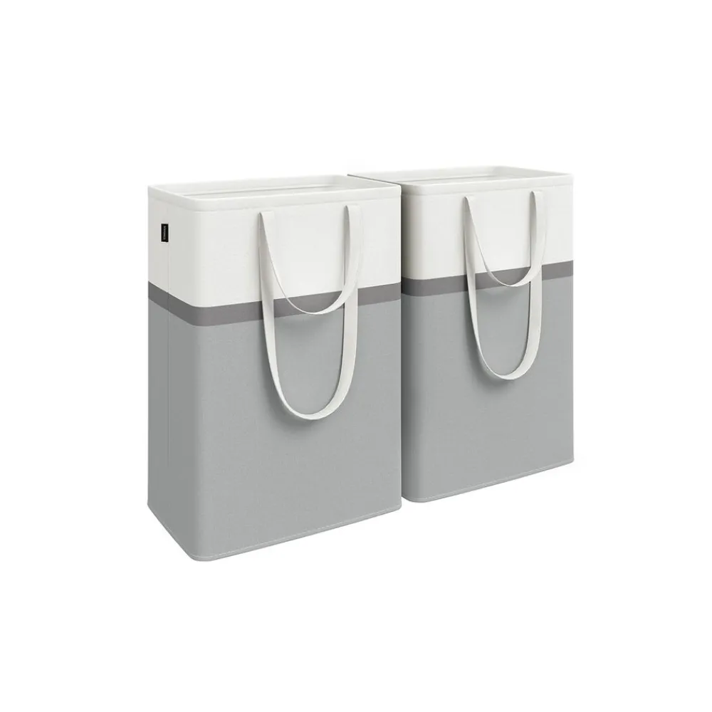 2 Paniers à linge avec poignées courtes et longues 40 x 30 x 65 cm gris ardoise-SONGMICS HOME Hot