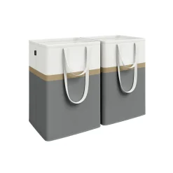2 Paniers à linge avec poignées courtes et longues 40 x 30 x 65 cm gris ardoise-SONGMICS HOME Hot