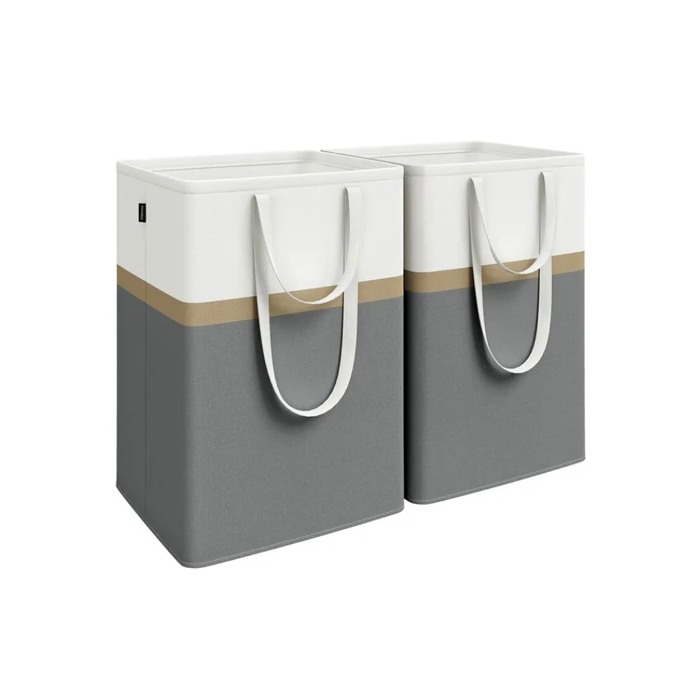 2 Paniers à linge avec poignées courtes et longues 40 x 30 x 65 cm gris ardoise-SONGMICS HOME Hot