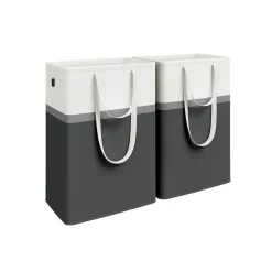 2 Paniers à linge avec poignées courtes et longues 40 x 30 x 65 cm gris ardoise-SONGMICS HOME Hot