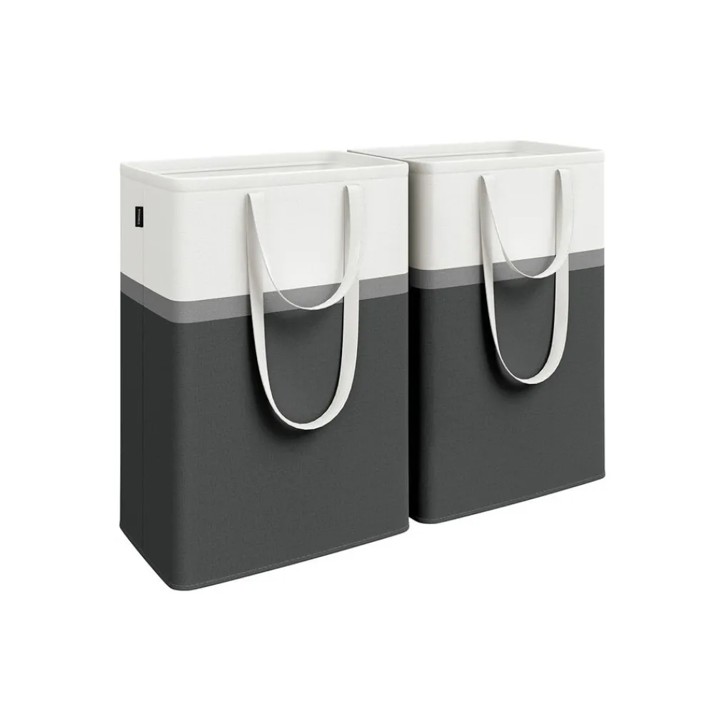 2 Paniers à linge avec poignées courtes et longues 40 x 30 x 65 cm gris ardoise-SONGMICS HOME Hot
