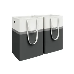 2 Paniers à linge avec poignées courtes et longues 40 x 30 x 65 cm gris ardoise-SONGMICS HOME Hot