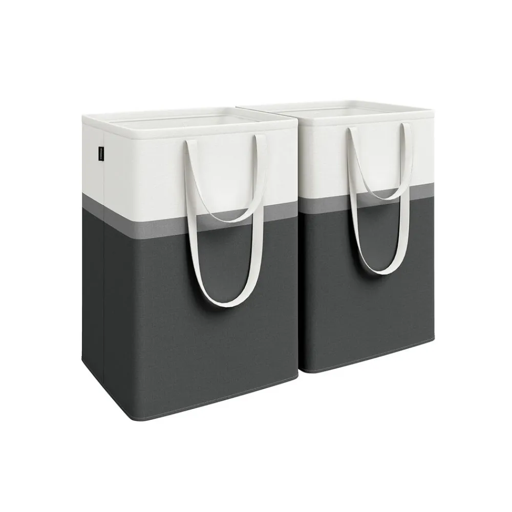2 Paniers à linge avec poignées courtes et longues 40 x 30 x 65 cm gris ardoise-SONGMICS HOME Hot