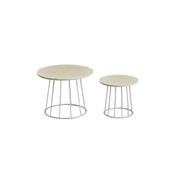 2 Tables basses rondes en acier noyer naturel-SONGMICS HOME Sale