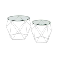 2 Tables basses rondes plateau amovible gris ardoise-SONGMICS HOME Clearance