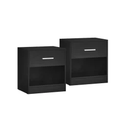 2 Tables de nuit beige naturel et blanc classique-SONGMICS HOME Clearance