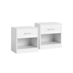2 Tables de nuit beige naturel et blanc classique-SONGMICS HOME Clearance