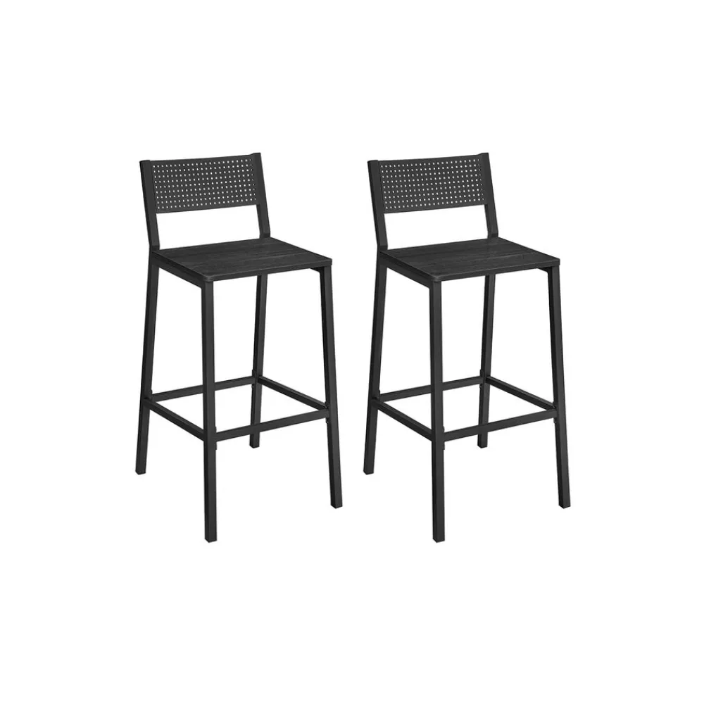 2 Tabourets de bar gris anthracite et noir-SONGMICS HOME Hot