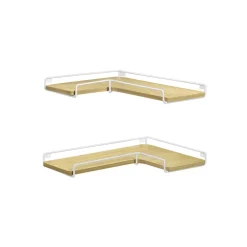 2 Étagère d’angle en forme de L jaune paille et blanc nuage-SONGMICS HOME Discount