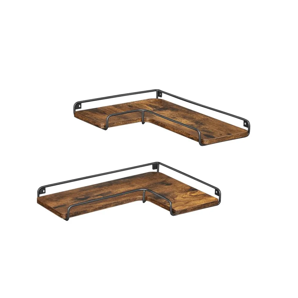 2 Étagère d’angle en forme de L jaune paille et blanc nuage-SONGMICS HOME Discount