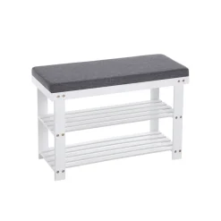 Banc à chaussures en bambou à 2 niveaux charge 150 kg 71 x 29 x 49 cm blanc et gris-SONGMICS HOME New