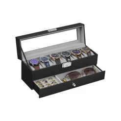 Boîte à montres avec couvercle en verre doublure noire-SONGMICS HOME Online