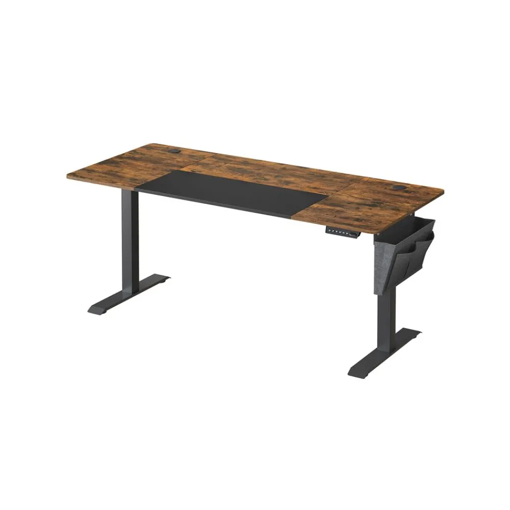 Bureau assis debout électrique marron rustique noir-SONGMICS HOME