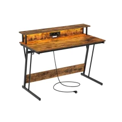 Bureau Gaming avec LED et Multiprise-SONGMICS HOME Discount