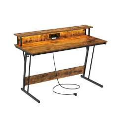 Bureau Gaming avec LED et Multiprise-SONGMICS HOME Discount