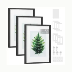 Cadres Photo lot de 3 Noir Cendré-SONGMICS HOME