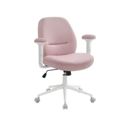 Chaise de bureau pivotante tissu coton-lin rose bonbon-SONGMICS HOME Best