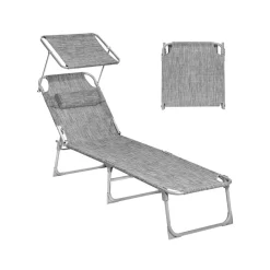 Chaise longue pliable grège-SONGMICS HOME Discount