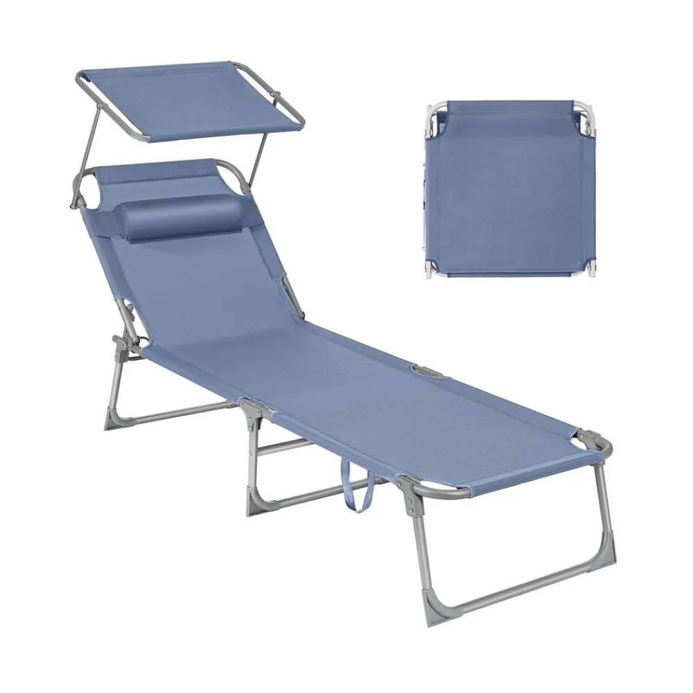 Chaise longue pliable grège-SONGMICS HOME Discount