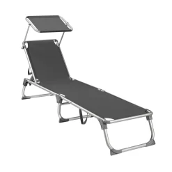 Chaise longue pliable grège-SONGMICS HOME Discount