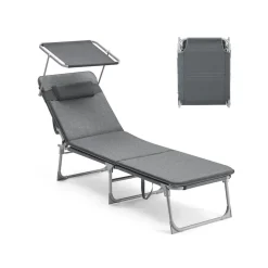 Chaise longue pliable grège-SONGMICS HOME Discount