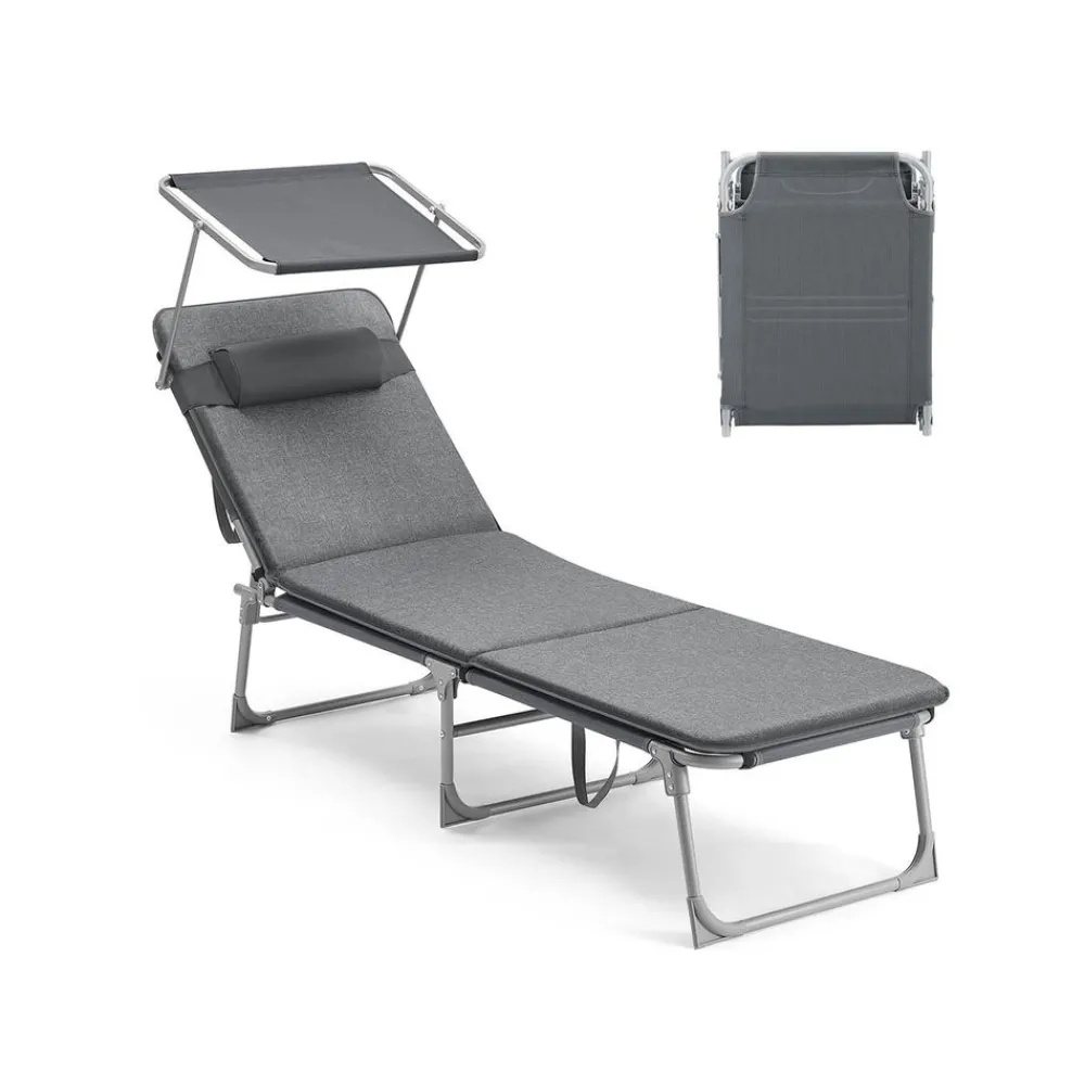 Chaise longue pliable grège-SONGMICS HOME Discount