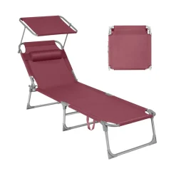 Chaise longue pliable grège-SONGMICS HOME Discount