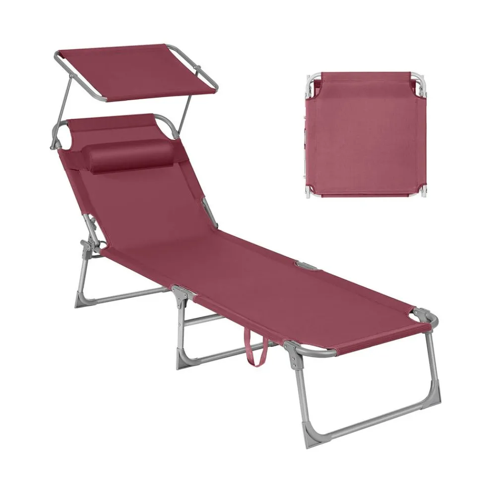 Chaise longue pliable grège-SONGMICS HOME Discount