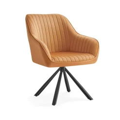 Chaise salle à manger fauteuil pivotant charge 120 kg marron caramel et noir d'encre-SONGMICS HOME Outlet