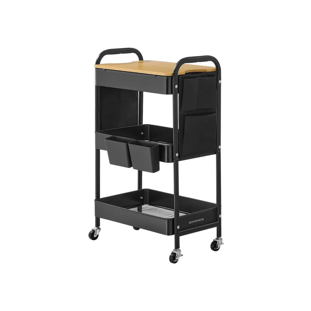 Chariot de rangement à 3 niveaux noir d’encre-SONGMICS HOME
