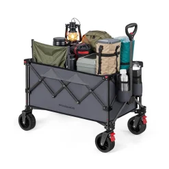 Chariot pliable capacité de 150 L avec poignée 4 roues amovibles gris ardoise-SONGMICS HOME New