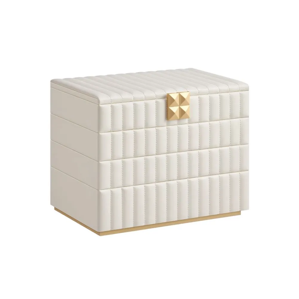 Collection ANAH boîte à bijoux empilable avec miroir 4 niveaux 17 x 28 x 20,5 cm blanc nuage-SONGMICS HOME Hot