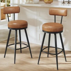 Collection EKHO - 2 Tabourets de bar en PU marron caramel-SONGMICS HOME Discount