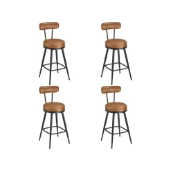 Collection EKHO - 2 Tabourets de bar en PU marron caramel-SONGMICS HOME Discount
