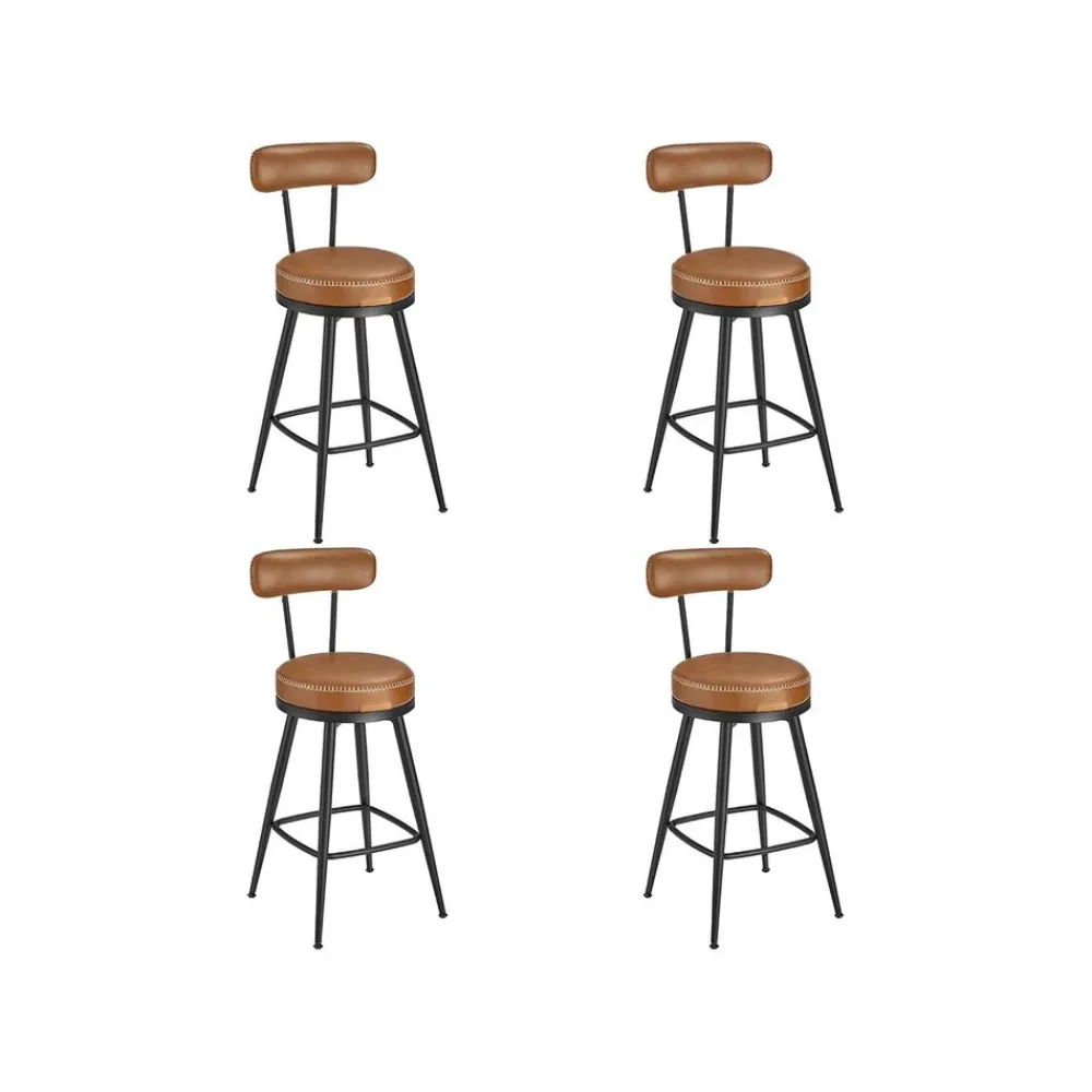 Collection EKHO - 2 Tabourets de bar en PU marron caramel-SONGMICS HOME Discount