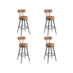 Collection EKHO - 2 Tabourets de bar en PU marron caramel-SONGMICS HOME Discount
