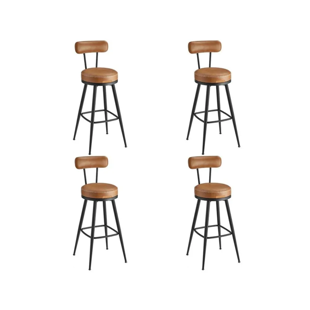 Collection EKHO - 2 Tabourets de bar en PU marron caramel-SONGMICS HOME Discount