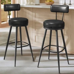 Collection EKHO - 2 Tabourets de bar en PU marron caramel-SONGMICS HOME Discount