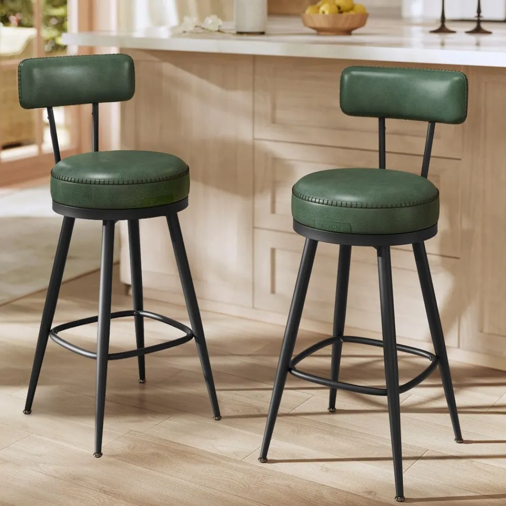 Collection EKHO - 2 Tabourets de bar en PU marron caramel-SONGMICS HOME Discount