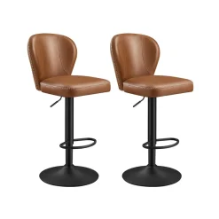 Collection EKHO - 2 tabourets de bar pivotant à 360° avec dossier marron caramel-SONGMICS HOME Clearance