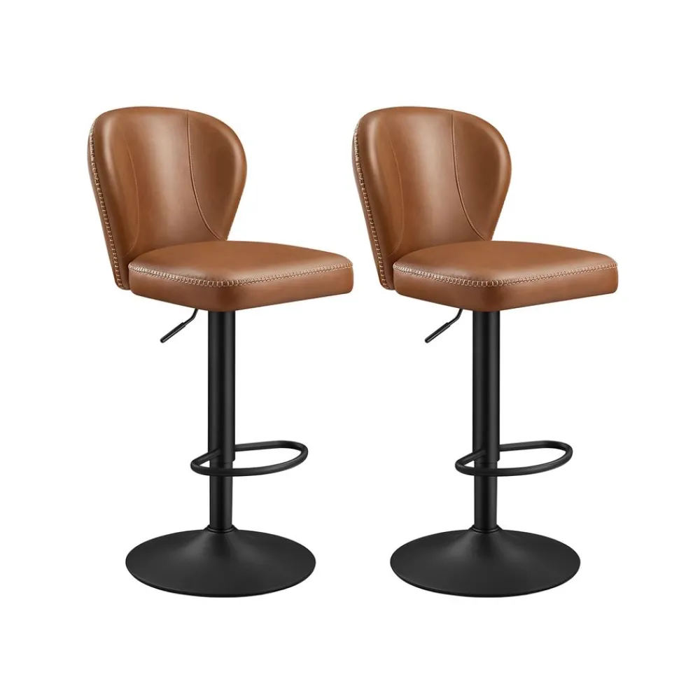 Collection EKHO - 2 tabourets de bar pivotant à 360° avec dossier marron caramel-SONGMICS HOME Clearance