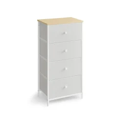 Commode en tissu avec 4 tiroirs gris clair blanc-SONGMICS HOME