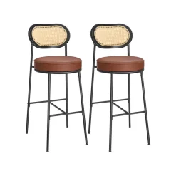 EKHO 2 tabourets de bar avec dossier incurvé marron caramel-SONGMICS HOME Online