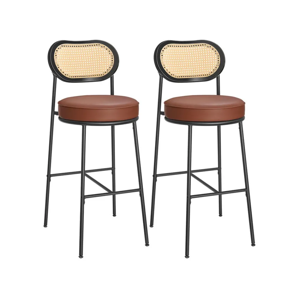 EKHO 2 tabourets de bar avec dossier incurvé marron caramel-SONGMICS HOME Online