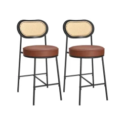 EKHO 2 tabourets de bar avec dossier incurvé marron caramel-SONGMICS HOME Online