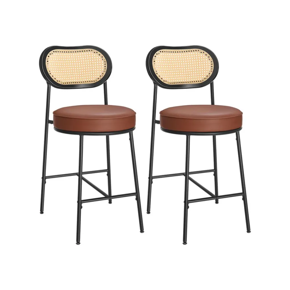 EKHO 2 tabourets de bar avec dossier incurvé marron caramel-SONGMICS HOME Online